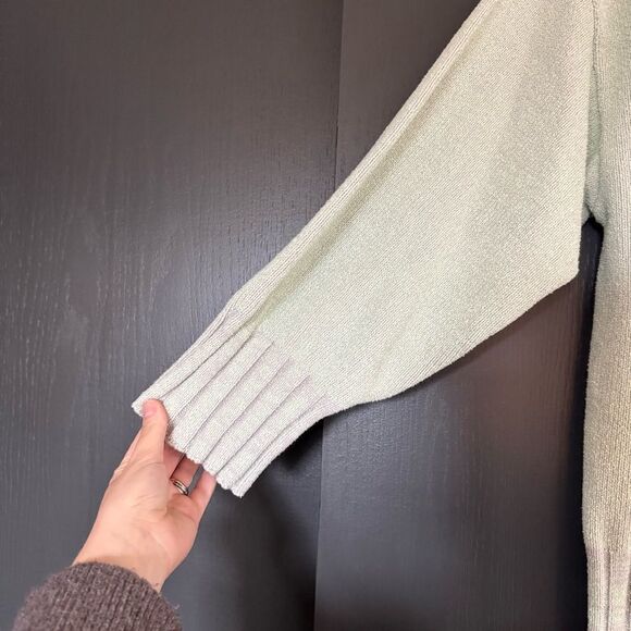 Free People Street Fair Oversized Knit Sweater Green Grey sz XS - Picture 3 of 6